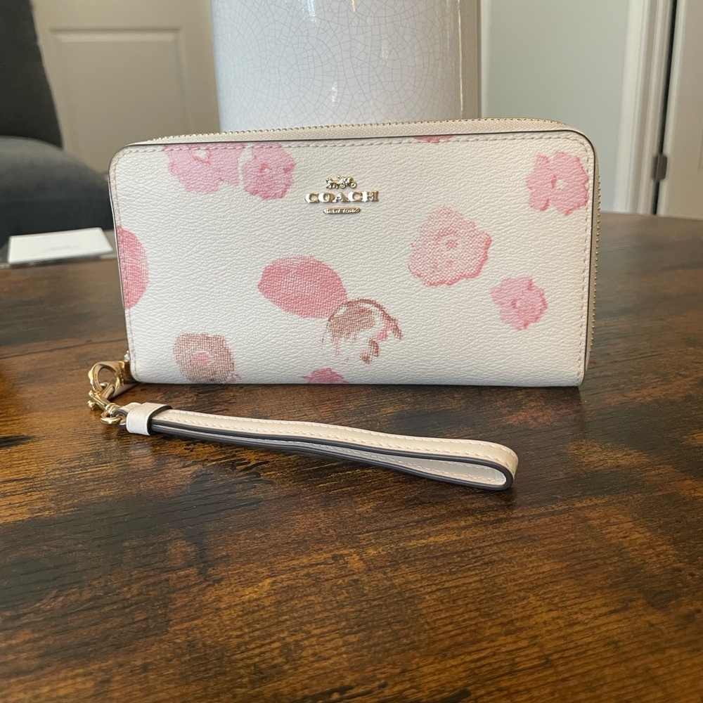 Coach White and Pink Floral Wristlet